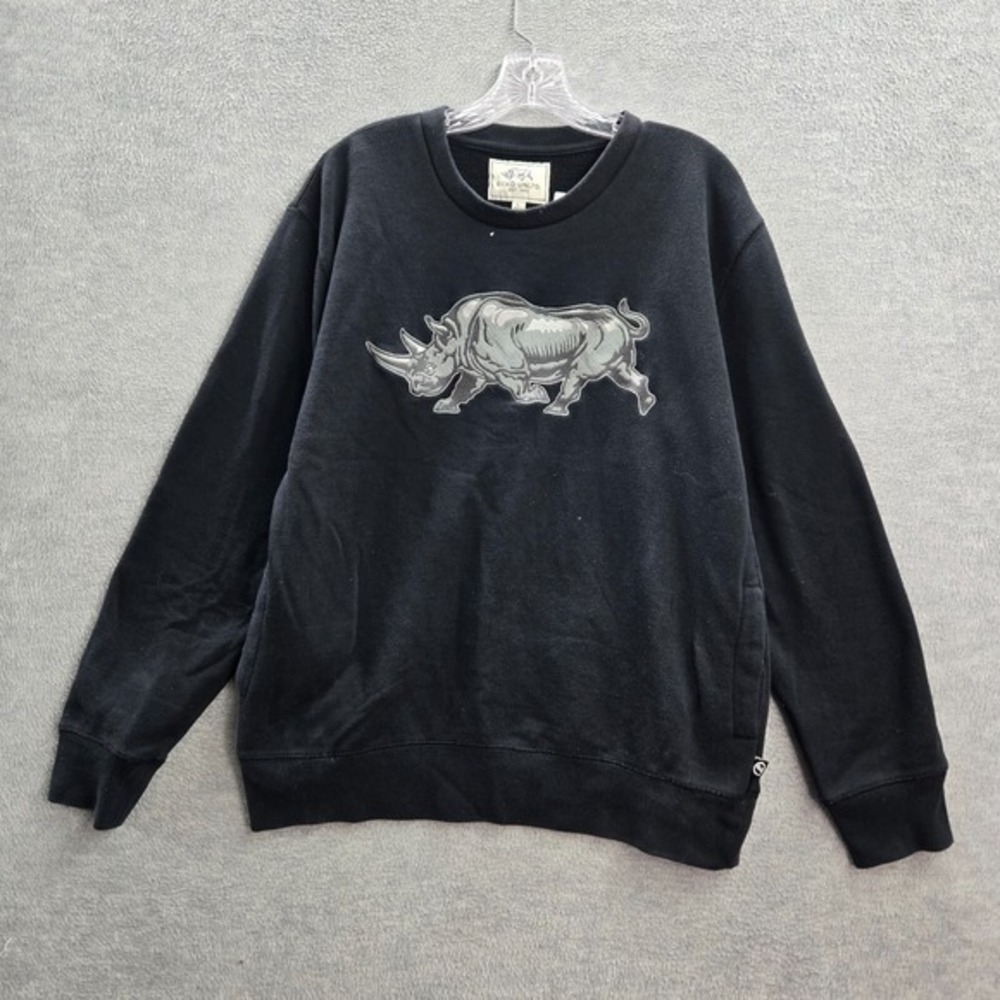 Ecko Unltd Men Sweatshirts Large Black Rhino Embroidered Hip Hop Streetwear Y2K